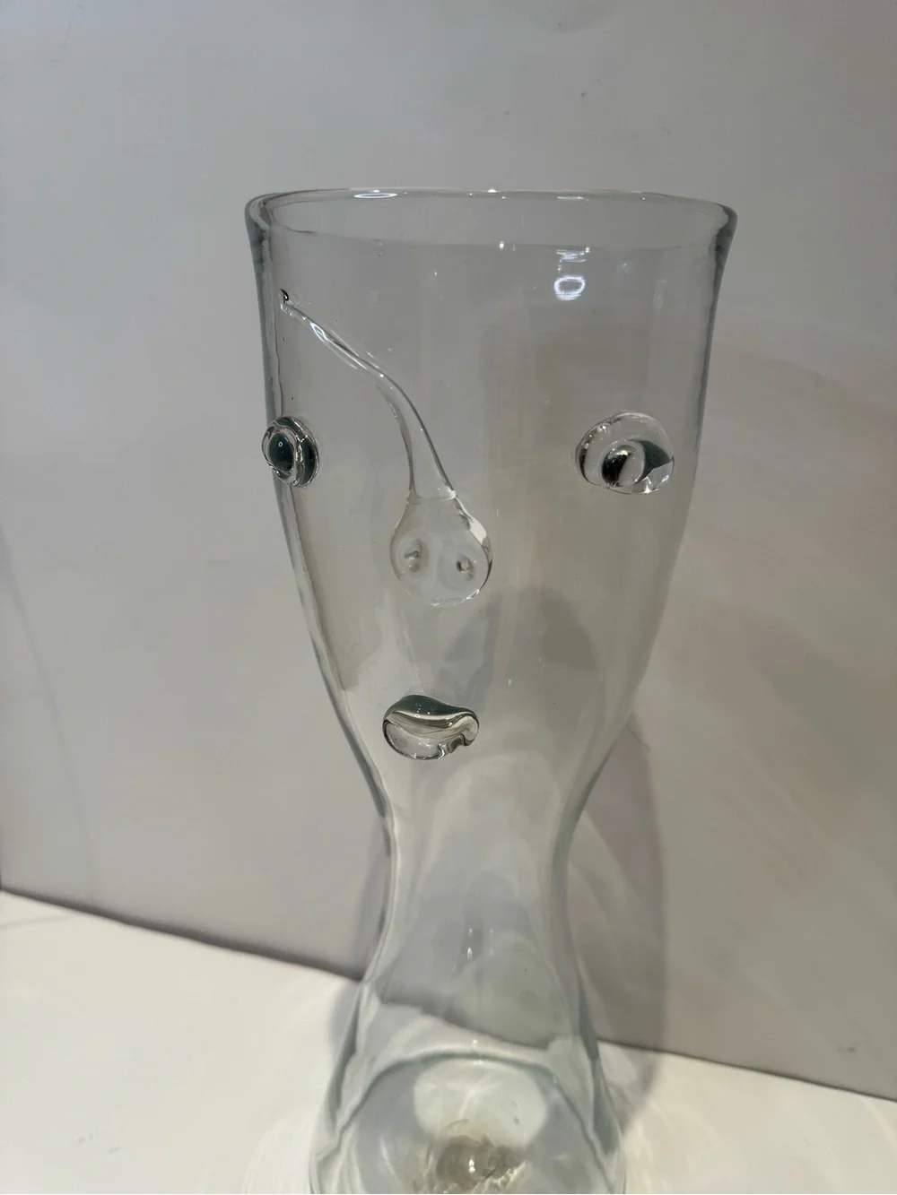 Modern Abstract Line Art Glass Face Vase / Sculpture